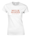 Rosa typografiskt tryck Milk Maker med retrokänsla på vit t-shirt