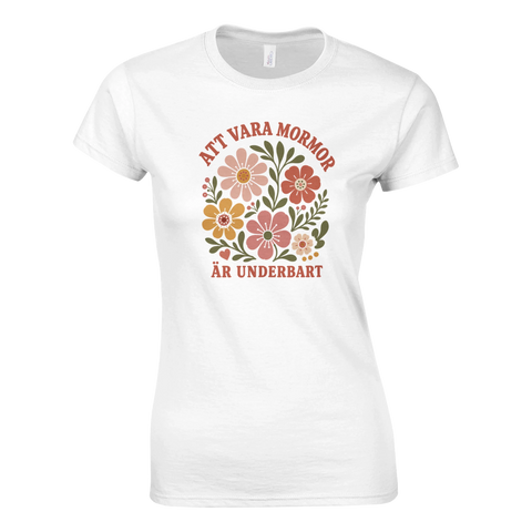 Retro blommotiv med texten Att vara mormor är underbart – grafisk t-shirt