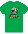 Illustration av zombie-liknande karaktär med droppställning – grön t-shirt