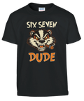 T-shirt för barn med cool grävling och texten six seven dude 67