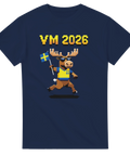 Blågult 8-bitars motiv med älg på marinblå VM 2026 tröja