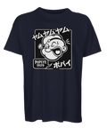 mörkblå popeye t-shirt med japanskt tryck på karl alfred