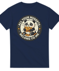 Söt panda som vaktar sina chicken nuggets – marinblå t-shirt
