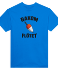 Bakom flötet" illustration med fiskespö på t-shirt