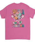 Vintage inspirerad design med texten Positiva Tankar på cerise rygg