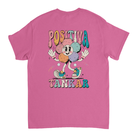 Vintage inspirerad design med texten Positiva Tankar på cerise rygg