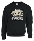 Svart sweatshirt med lekfullt men mörkt art toy-motiv