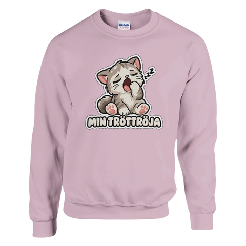 Gullig gäspande katt illustration på en rosa sweatshirt för kattälskare