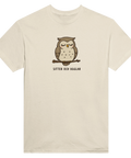 T-shirt med sött uggle-motiv och rolig text i minimalistisk stil
