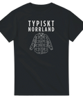 Stilren vit illustration av en flanellskjorta på ett mörkt plagg – svart t-shirt