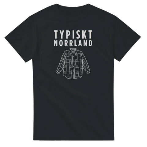 Stilren vit illustration av en flanellskjorta på ett mörkt plagg – svart t-shirt