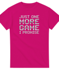 Rosa t-shirt med ett silvrigt pixelmotiv för tv-spelsentusiaster
