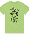 Alternativ grafisk t-shirt med rebelliskt ansikte och handskriven text – grön t-shirt