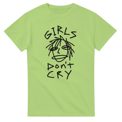 Alternativ grafisk t-shirt med rebelliskt ansikte och handskriven text – grön t-shirt