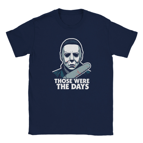 Marinblå t-shirt med provokativ textdesign och maskerat motiv