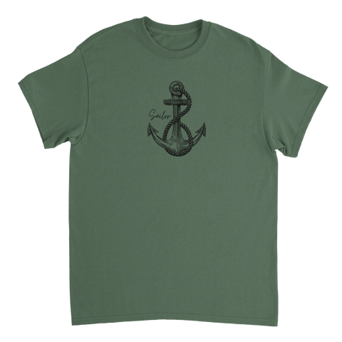 Sjömansinspirerat tryck med ankare och rep – grafisk t-shirt i marin stil