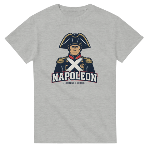 Retroinspirerad Napoleon-illustration med humoristisk underton – ljusgrå t-shirt