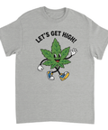 Kaxig t-shirt med humoristiskt citat och tecknad illustration på grå t-shirt