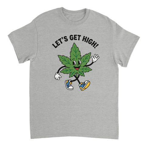 Kaxig t-shirt med humoristiskt citat och tecknad illustration på grå t-shirt