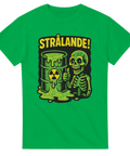 T-shirt med grönt skelett och radioaktiv tunna