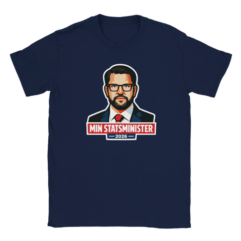Mörkblå t-shirt med statement-design och illustrerat politiskt budskap