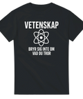 Minimalistiskt atommotiv med text om vetenskap och fakta – grafisk t-shirt