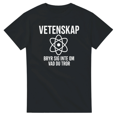 Minimalistiskt atommotiv med text om vetenskap och fakta – grafisk t-shirt