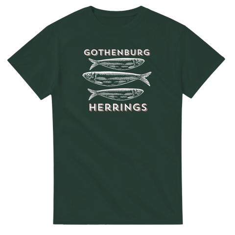 maritim t-shirt Gothenburg Herrings mörkgrön tröja med sillillustration