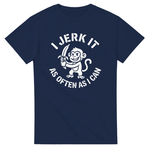 Minimalistiskt motiv med apa och texten Jerk It – t-shirt med attityd