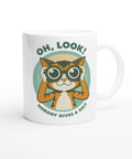 Sarkastisk kaffemugg med vintage-stil och humoristiskt kattmotiv