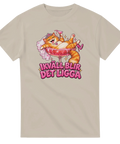 Beige t-shirt med katten i cocktailglas, brudslöja och texten ”Ikväll blir det ligga”.