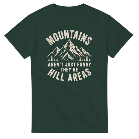 Vintage illustration av berg och granskog med ordvits – grafisk t-shirt