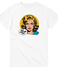 Retro pop art illustration av kvinna med pratbubbla Det luktar fis – vit t-shirt