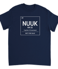 Marinblå t-shirt med minimalistisk textdesign om Grönlands huvudstad