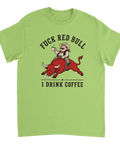 Satirisk illustration av cowboy med kaffekopp på tjur – t-shirt