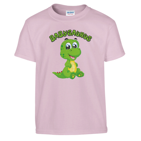 Färgglad illustration av en Babysaurus med stora ögon – barnmotiv