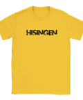 Gul t-shirt med ett grafiskt statement-tryck av ordet Hisingen