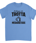 Blå t-shirt med grafiskt motiv för kaffeälskare och trött kontorspersonal