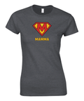 Mamma Superman parodi illustration i retrostil – mörkgrå t-shirt