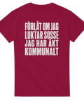 Sarkastiskt tryck med vintage-känsla på en vinröd t-shirt