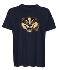 Marinblå oversized t-shirt med Billy Badger – arg grävling som röker cigarr