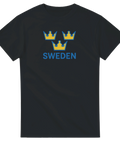 svart svensk t-shirt med tre kronor retro design