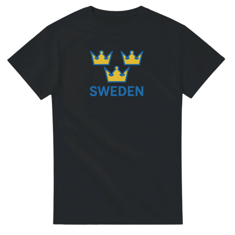 svart svensk t-shirt med tre kronor retro design