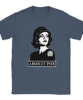 Mörkblå t-shirt med sofistikerat noir-motiv och textdesign i retrostil
