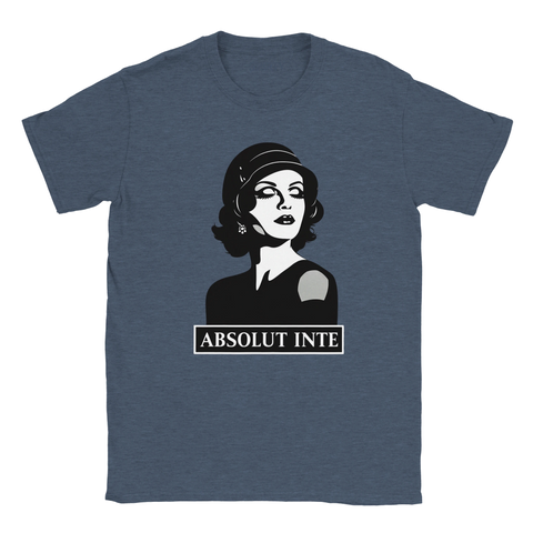 Mörkblå t-shirt med sofistikerat noir-motiv och textdesign i retrostil