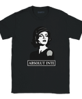 Svart t-shirt med minimalistiskt film noir-tryck och kaxig attityd