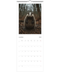 Grävling med strimmigt ansikte i dimmig skog, november 2026 på väggkalender.