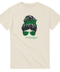 Kaxigt tryck med pilotglasögon och bandana i grönt – naturvit t-shirt