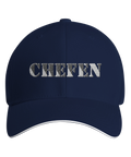 Marinblå sportkeps med broderad text Chefen i kaxig stil