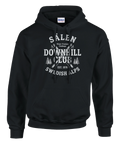 Vintageinspirerat skidsport-tryck med korsade skidor och granar – grafisk hoodie